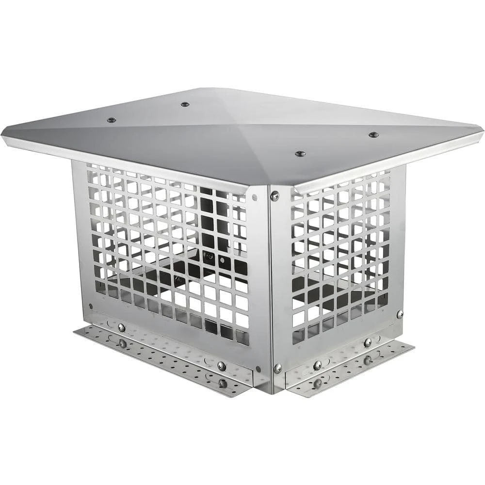 Chimney Cap 13 In. X 9 In. 304 Stainless Steel Fireplace Chimney Cover Fits Mesh Flue Covers Outside, Silver 1 Chimney Cap 13 In. X 9 In. 304 Stainless Steel Fireplace Chimney Cover Fits Mesh Flue Covers Outside, Silver