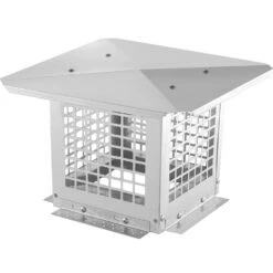 Chimney Cap 9 In. X 9 In. 304 Stainless Steel Fireplace Chimney Cover Fits Mesh Flue Covers Outside, Silver