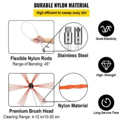 Chimney Sweep Kit 26 Ft. Chimney Brush Kit With 8 Nylon Flexible Rods And 2 Brush Head Chimney Cleaning Tool Kits -Fire Place Store vevor fireplace tools ycs8mjewst0000001v0 4f 1000