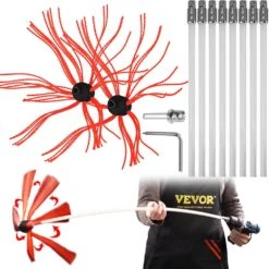 Chimney Sweep Kit 26 Ft. Chimney Brush Kit With 8 Nylon Flexible Rods And 2 Brush Head Chimney Cleaning Tool Kits