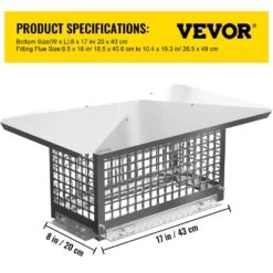 Chimney Cap 8 In. X 17 In. Flue Caps 304 Stainless Steel Fireplace Chimney Cover Chimney Flue Cover 14 Chimney Cap 8 In. X 17 In. Flue Caps 304 Stainless Steel Fireplace Chimney Cover Chimney Flue Cover -Fire Place Store vevor fireplace tools ycz8x176ntsve7twcv0 76 1000