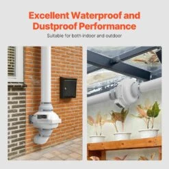 6-4.5 In. Radon Fan Installation Kit, Quiet 380 CFM Radon Mitigation Fan System Kit With 2-Couplers, Pressure Indicator -Fire Place Store vevor grow room ventilation dfstj6inch38v4lndv1 1f 1000