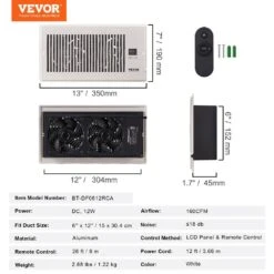 6 In. X 12 In. Register Booster Fan, Quiet Vent Booster Fan Fits Register Holes For Heating Cooling Smart Vent, White -Fire Place Store vevor grow room ventilation zcztqfsb612ina6r5v5 76 1000
