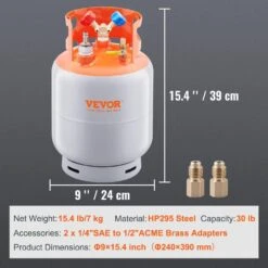 Refrigerant Recovery Tank With Float Switch-30 Lb. Capacity AC Recovery Tank, Reusable Recovery Tank HVAC -Fire Place Store vevor hvac tools lmhsgdfdk1430b9gdv0 0115 76 1000