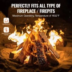 Gas Fireplace Ceramic Logs 11.81 In. Vent-Free Gas Fireplace Logs Wood Log Stackable Wood Branches, 10 Pcs -Fire Place Store vevor vented gas fireplace logs tcxwym10ym00a45m1v0 1f 1000