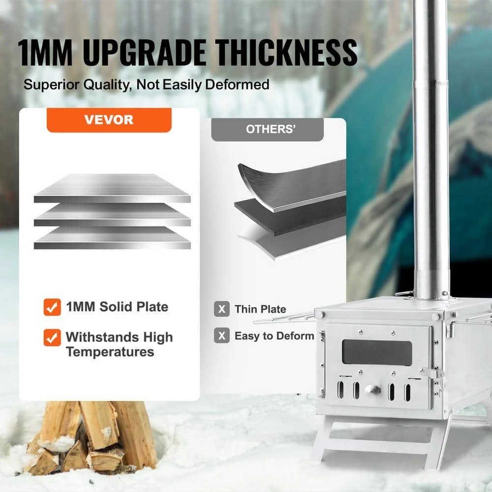 Wood Stove 80 In. Stainless Steel Camping Tent Stove Portable Wood Burning Stove 2200 Sq. Ft. Hot Tent Stove For Outdoor 5 Wood Stove 80 In. Stainless Steel Camping Tent Stove Portable Wood Burning Stove 2200 Sq. Ft. Hot Tent Stove For Outdoor - Image 5