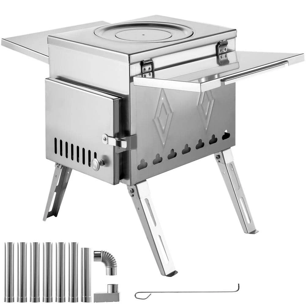 Tent Wood Stove 304 Stainless Steel Portable Camp Wood Stove 95.7 In. With Folding Pipe For Tent Heating Hunting Cooking 1 Tent Wood Stove 304 Stainless Steel Portable Camp Wood Stove 95.7 In. With Folding Pipe For Tent Heating Hunting Cooking