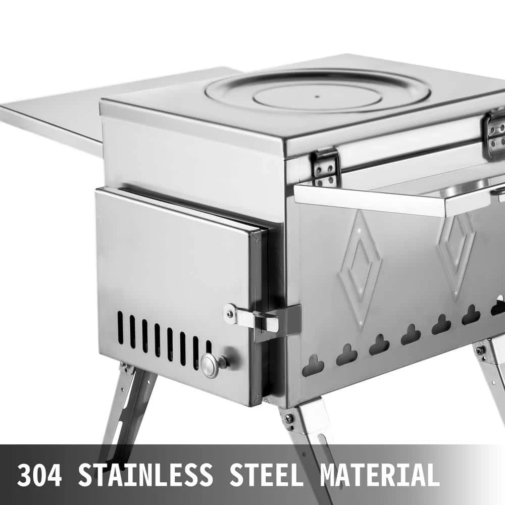 Tent Wood Stove 304 Stainless Steel Portable Camp Wood Stove 95.7 In. With Folding Pipe For Tent Heating Hunting Cooking 2 Tent Wood Stove 304 Stainless Steel Portable Camp Wood Stove 95.7 In. With Folding Pipe For Tent Heating Hunting Cooking - Image 2