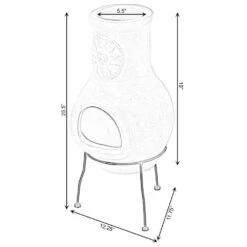 Vintiquewise Outdoor Clay Chiminea Sun Design Charcoal Burning Fire Pit With Metal Stand -Fire Place Store vintiquewise chimineas qi003973 44 1000