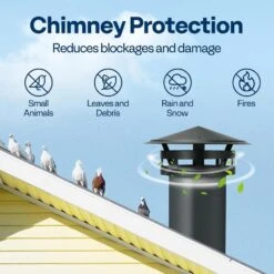 6 In. Round Galvanized Steel Cone Top Chimney Cap With Screen In Black -Fire Place Store vivohome chimney caps vh1578 4f 1000