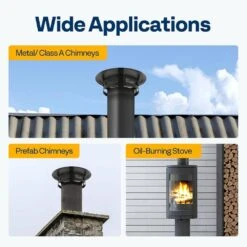 6 In. Round Galvanized Steel Cone Top Chimney Cap With Screen In Black -Fire Place Store vivohome chimney caps vh1578 76 1000