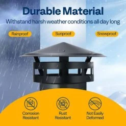 6 In. Round Galvanized Steel Cone Top Chimney Cap With Screen In Black -Fire Place Store vivohome chimney caps vh1578 fa 1000