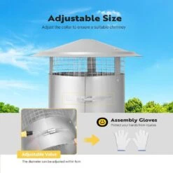 8 In. Round Adjustable Stainless Steel Chimney Cap With Screen -Fire Place Store vivohome chimney caps wal vh1254us 44 1000