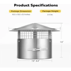 8 In. Round Adjustable Stainless Steel Chimney Cap With Screen -Fire Place Store vivohome chimney caps wal vh1254us 76 1000