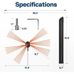 26 Feet Fireplace Cleaner Flexible Chimney Sweep Kit With 8 Rods And 3 Replaceable Bristles 13 26 Feet Fireplace Cleaner Flexible Chimney Sweep Kit With 8 Rods And 3 Replaceable Bristles -Fire Place Store vivohome fireplace tools vh1603 76 1000