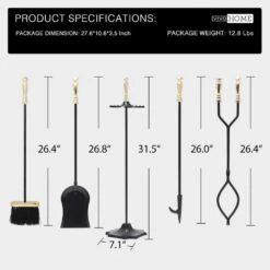 Rustic 5-Piece Wrought Iron Fireplace Tool Set -Fire Place Store vivohome fireplace tools x00271jns1 1f 1000
