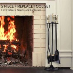 Rustic 5-Piece Wrought Iron Fireplace Tool Set -Fire Place Store vivohome fireplace tools x00271jns1 fa 1000