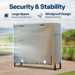 4 Ft. Heavy Duty 600D Oxford Log Rack Cover With Zipper -Fire Place Store vivohome firewood racks vh1487 1f 1000