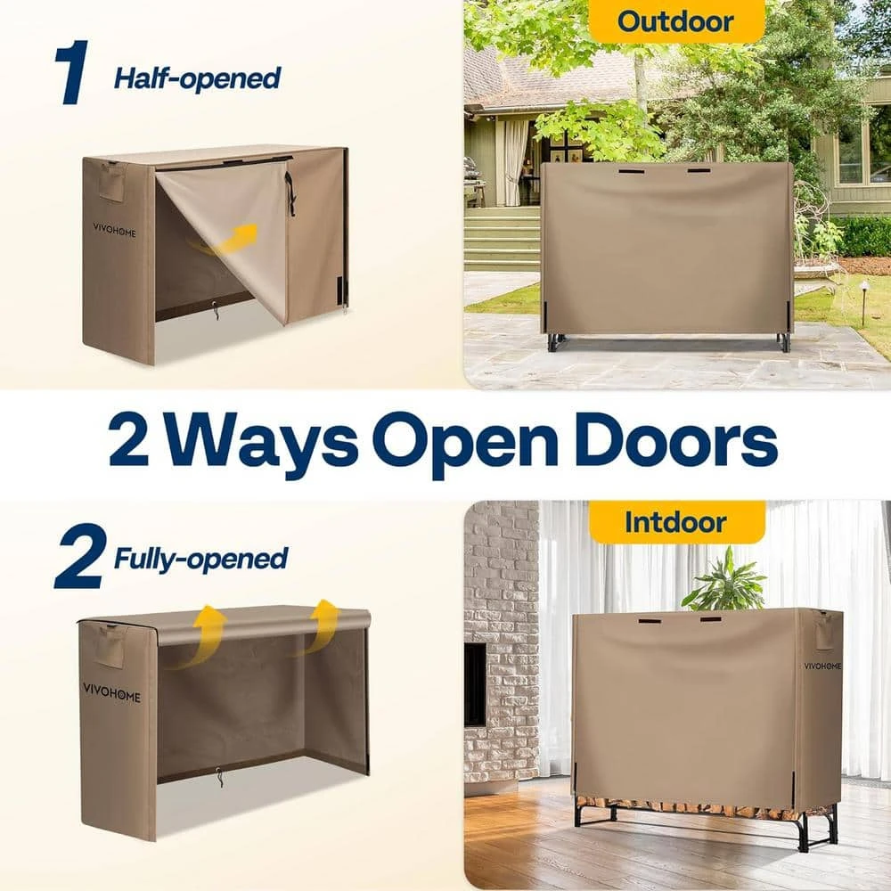 5 Ft. Heavy Duty 600D Oxford Log Rack Cover With Zipper 5 5 Ft. Heavy Duty 600D Oxford Log Rack Cover With Zipper - Image 5