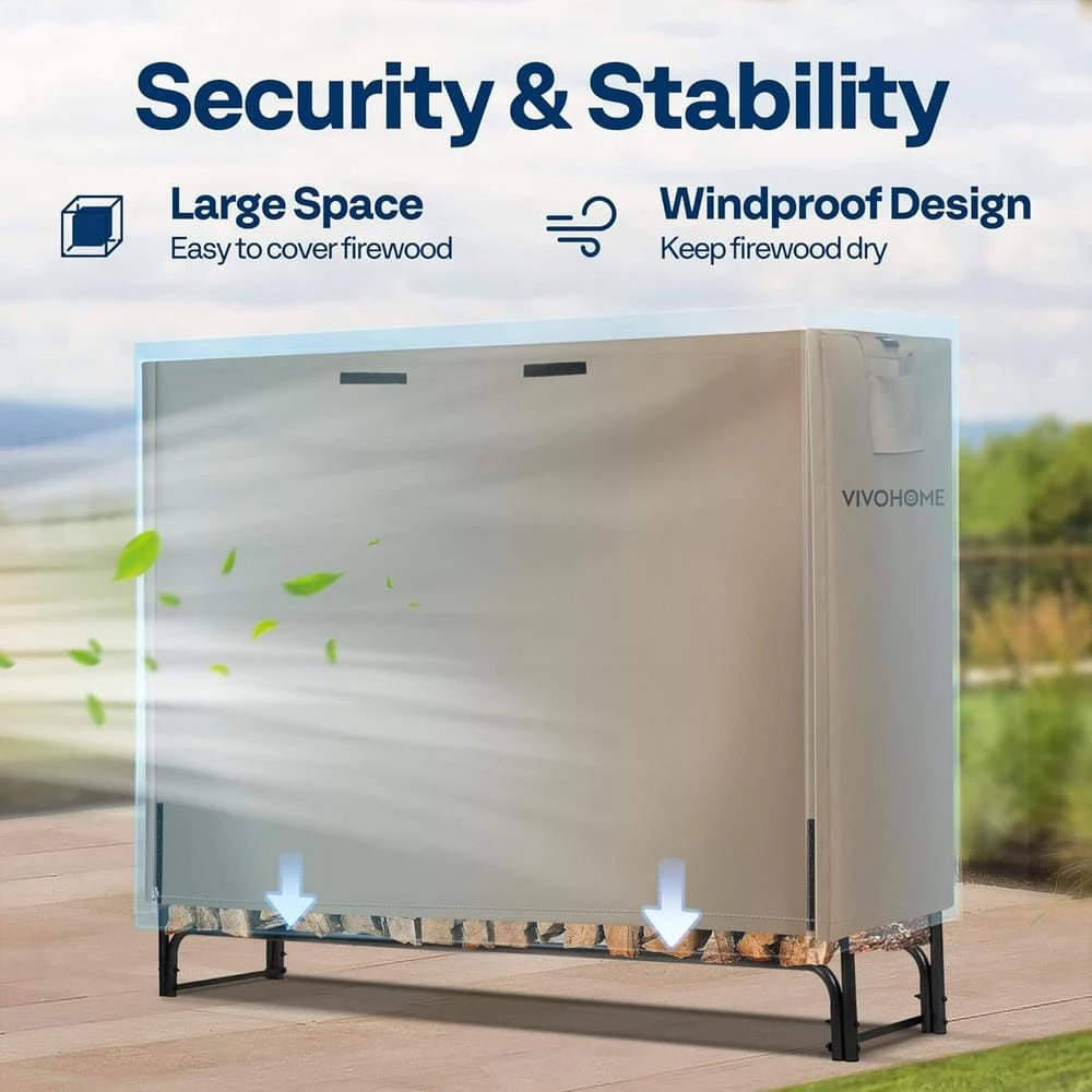 5 Ft. Heavy Duty 600D Oxford Log Rack Cover With Zipper 7 5 Ft. Heavy Duty 600D Oxford Log Rack Cover With Zipper - Image 7