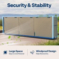 12 Ft. Heavy Duty 600D Oxford Log Rack Cover With Zipper -Fire Place Store vivohome firewood racks vh1491 76 1000