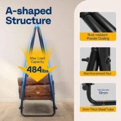 40 In. Heavy Duty Indoor/Outdoor Round Firewood Log Rack With Cover -Fire Place Store vivohome firewood racks vh1494 1f 1000