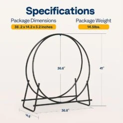 40 In. Heavy Duty Indoor/Outdoor Round Firewood Log Rack With Cover -Fire Place Store vivohome firewood racks vh1494 4f 1000