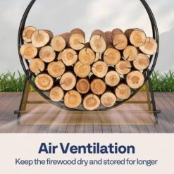 40 In. Heavy Duty Indoor/Outdoor Round Firewood Log Rack With Cover -Fire Place Store vivohome firewood racks vh1494 76 1000
