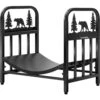 16.5 In. Indoor/Outdoor Wrought Iron Decorative Firewood Rack With Bear Pattern