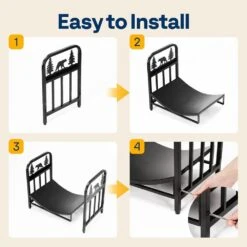 16.5 In. Indoor/Outdoor Wrought Iron Decorative Firewood Rack With Bear Pattern 12 16.5 In. Indoor/Outdoor Wrought Iron Decorative Firewood Rack With Bear Pattern -Fire Place Store vivohome firewood racks vh1498 fa 1000