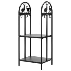 Width 2-Tier 3 Ft. 15.4 In. Indoor/Outdoor Wrought Iron Firewood Rack With Elk Pattern