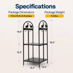 Width 2-Tier 3 Ft. 15.4 In. Indoor/Outdoor Wrought Iron Firewood Rack With Elk Pattern -Fire Place Store vivohome firewood racks vh1499 fa 1000