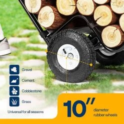 250 Lb. Heavy Duty Firewood Log Cart Carrier With Rubber Wheels 9 250 Lb. Heavy Duty Firewood Log Cart Carrier With Rubber Wheels -Fire Place Store vivohome firewood racks vh1512 4f 1000
