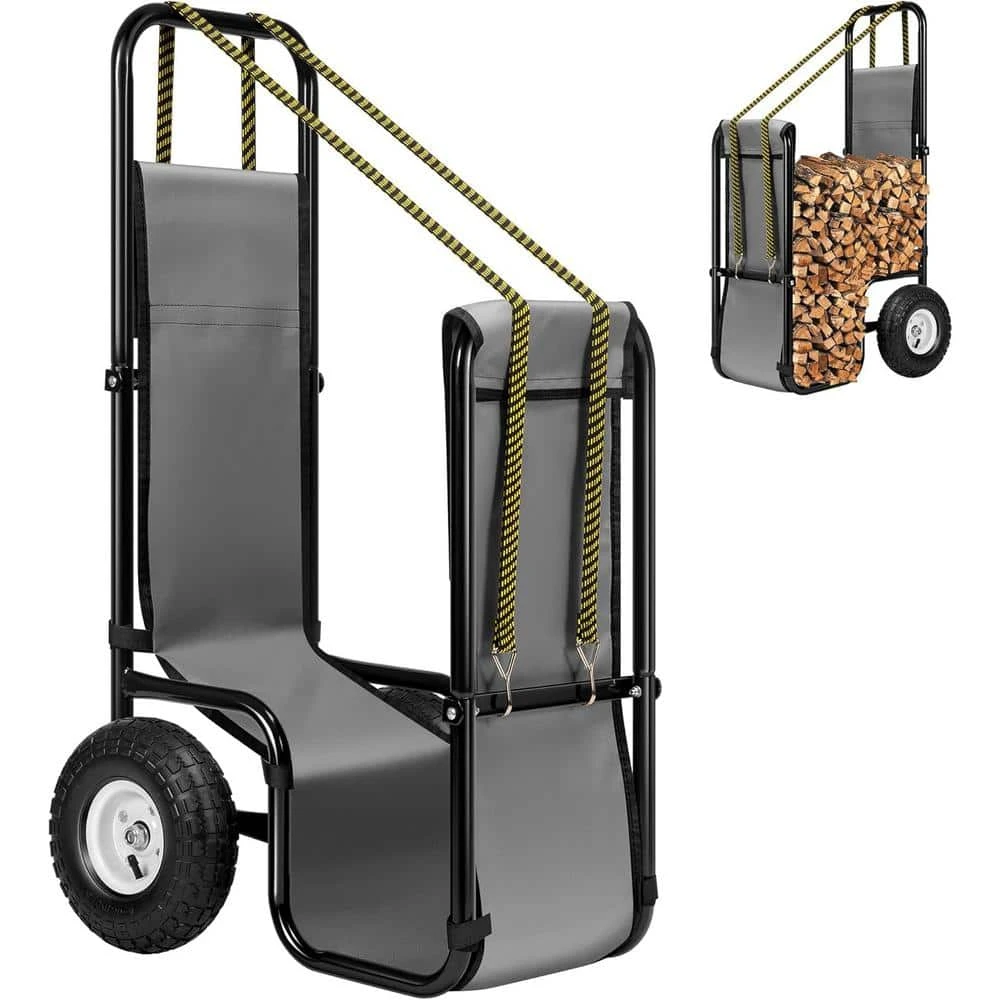 250 Lb. Heavy Duty Firewood Log Cart Carrier With Rubber Wheels 1 250 Lb. Heavy Duty Firewood Log Cart Carrier With Rubber Wheels