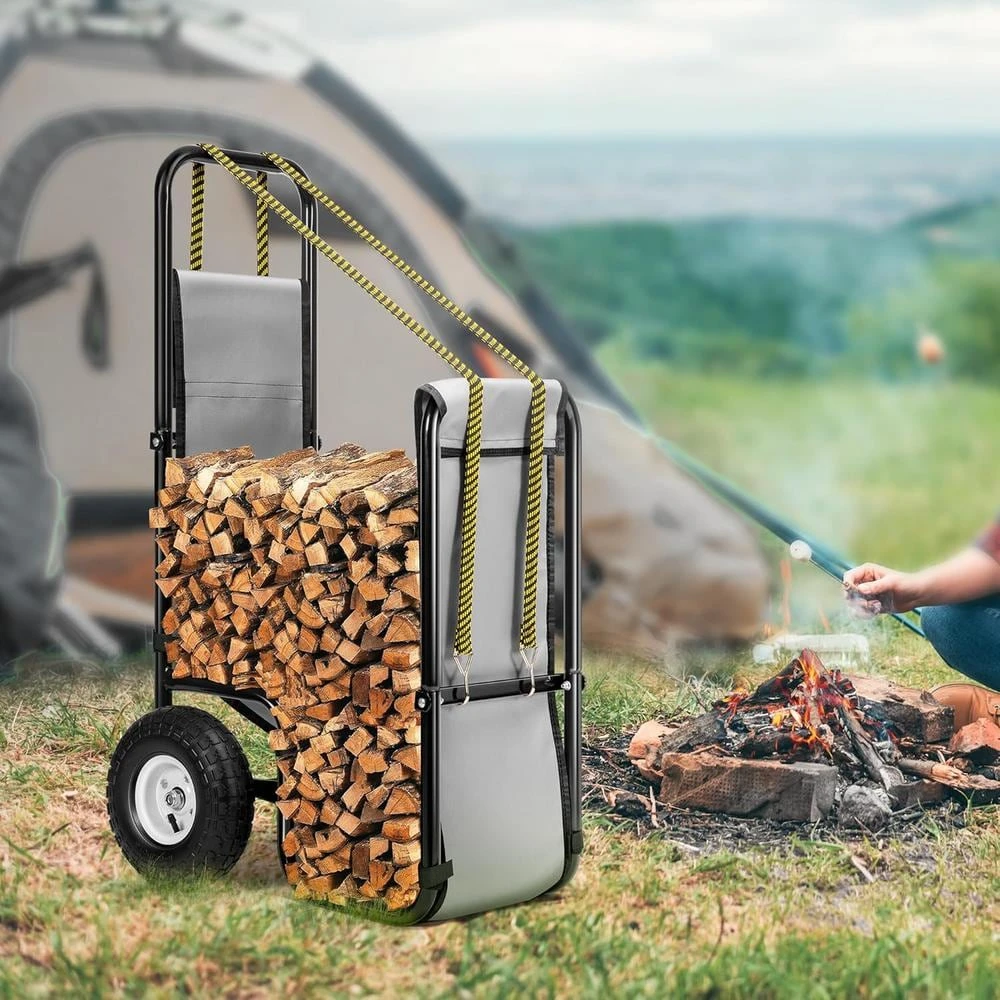 250 Lb. Heavy Duty Firewood Log Cart Carrier With Rubber Wheels 7 250 Lb. Heavy Duty Firewood Log Cart Carrier With Rubber Wheels - Image 7