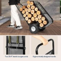 250 Lb. Heavy Duty Firewood Log Cart Carrier With Rubber Wheels 8 250 Lb. Heavy Duty Firewood Log Cart Carrier With Rubber Wheels -Fire Place Store vivohome firewood racks vh1512 c3 1000
