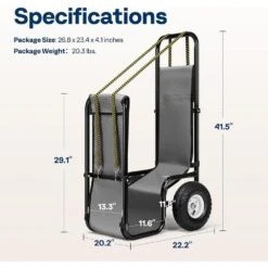 250 Lb. Heavy Duty Firewood Log Cart Carrier With Rubber Wheels 12 250 Lb. Heavy Duty Firewood Log Cart Carrier With Rubber Wheels -Fire Place Store vivohome firewood racks vh1512 fa 1000