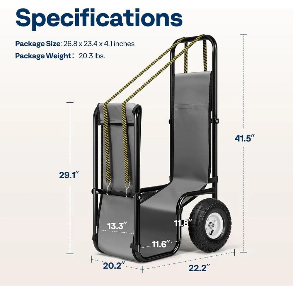 250 Lb. Heavy Duty Firewood Log Cart Carrier With Rubber Wheels 6 250 Lb. Heavy Duty Firewood Log Cart Carrier With Rubber Wheels - Image 6