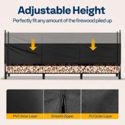 12 Ft. 142 In. Heavy Duty Outdoor Firewood Rack With Cover -Fire Place Store vivohome firewood racks vh1534 1f 1000