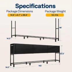 12 Ft. 142 In. Heavy Duty Outdoor Firewood Rack With Cover -Fire Place Store vivohome firewood racks vh1534 76 1000