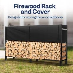 8 Ft. Upgraded Heavy Duty Outdoor Firewood Rack With Cover -Fire Place Store vivohome firewood racks vh1539 76 1000