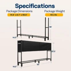 8 Ft. Upgraded Heavy Duty Outdoor Firewood Rack With Cover -Fire Place Store vivohome firewood racks vh1539 fa 1000
