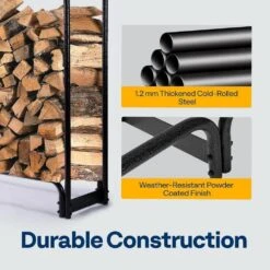 10 Ft. Heavy Duty Outdoor Firewood Rack With Cover 12 10 Ft. Heavy Duty Outdoor Firewood Rack With Cover -Fire Place Store vivohome firewood racks vh1669 1f 1000