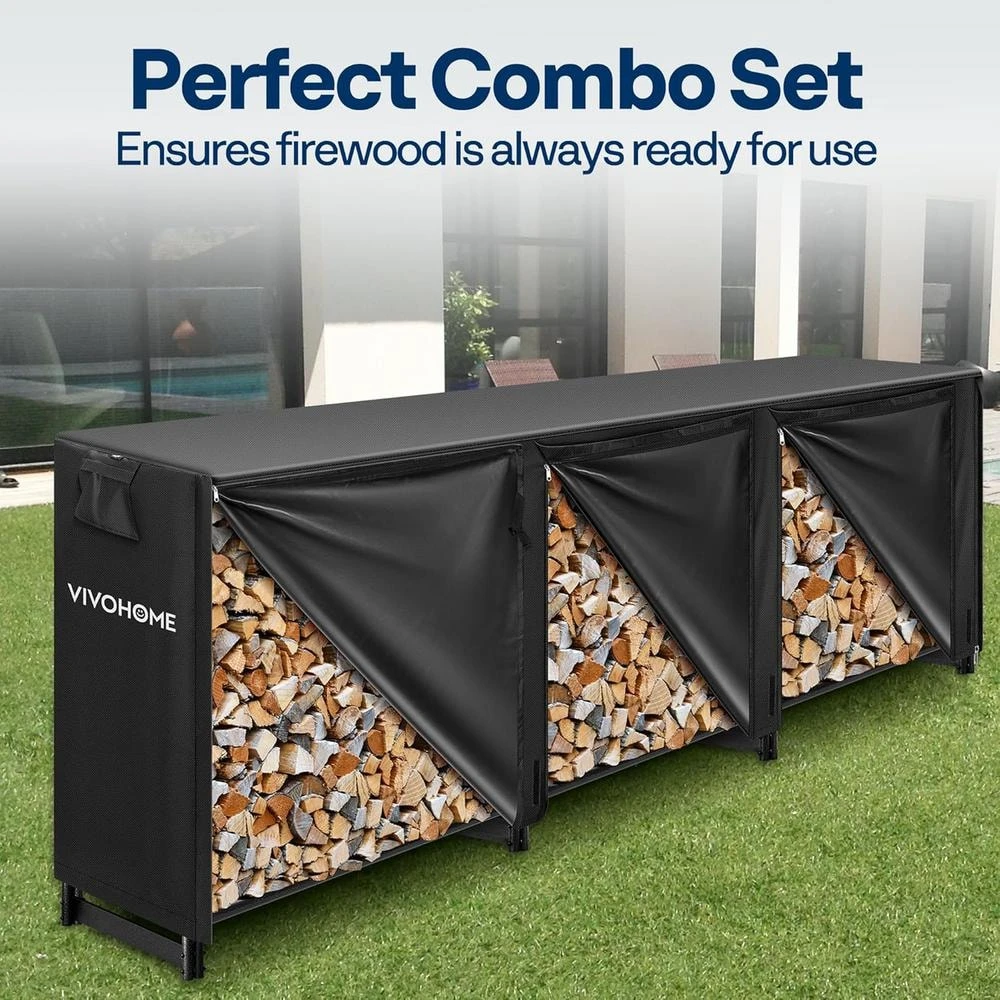 10 Ft. Heavy Duty Outdoor Firewood Rack With Cover 4 10 Ft. Heavy Duty Outdoor Firewood Rack With Cover - Image 4