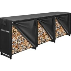 10 Ft. Heavy Duty Outdoor Firewood Rack With Cover