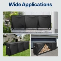 10 Ft. Heavy Duty Outdoor Firewood Rack With Cover 15 10 Ft. Heavy Duty Outdoor Firewood Rack With Cover -Fire Place Store vivohome firewood racks vh1669 76 1000