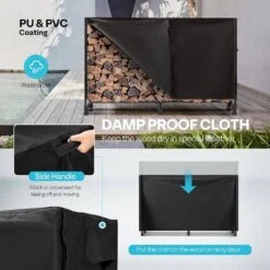 72 In. Heavy-Duty Indoor Outdoor Firewood Rack With Cover -Fire Place Store vivohome firewood racks vh951 1f 1000