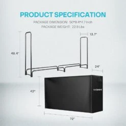 72 In. Heavy-Duty Indoor Outdoor Firewood Rack With Cover -Fire Place Store vivohome firewood racks vh951 44 1000