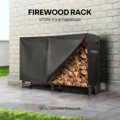 72 In. Heavy-Duty Indoor Outdoor Firewood Rack With Cover -Fire Place Store vivohome firewood racks vh951 76 1000