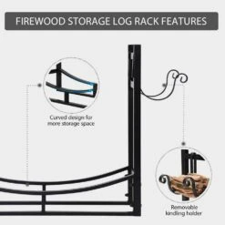 33 In. Heavy-Duty Indoor/Outdoor Firewood Rack With Kindling Holder -Fire Place Store vivohome firewood racks x0025lepat 44 1000